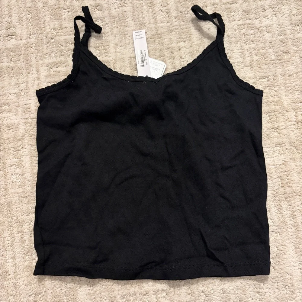 PINK Victoria's Secret Cotton Heart Pointelle Crop Top Black Pajama Set BNWT - Picture 5 of 12